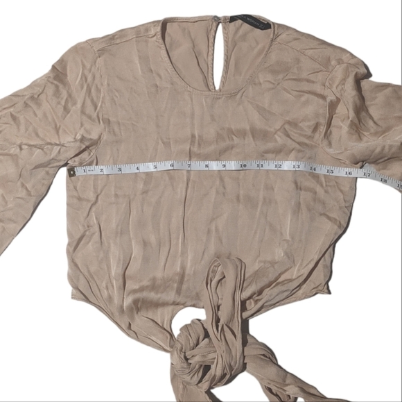 Zara Satin Effect Wrap Blouse, Blush, Size Small - Picture 5 of 5